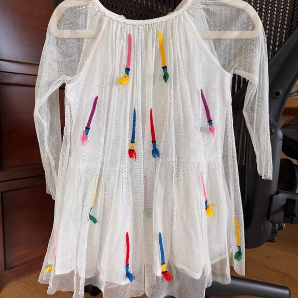 Stella McCartney Kids Paintbrush Embroidered Tulle Dress - Picture 2 of 7